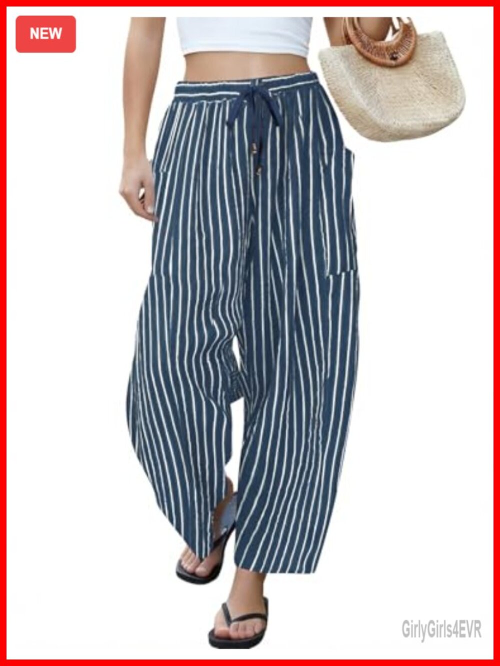 Wide Leg Linen Palazzo Harem Pants Drawstring Casual Beach